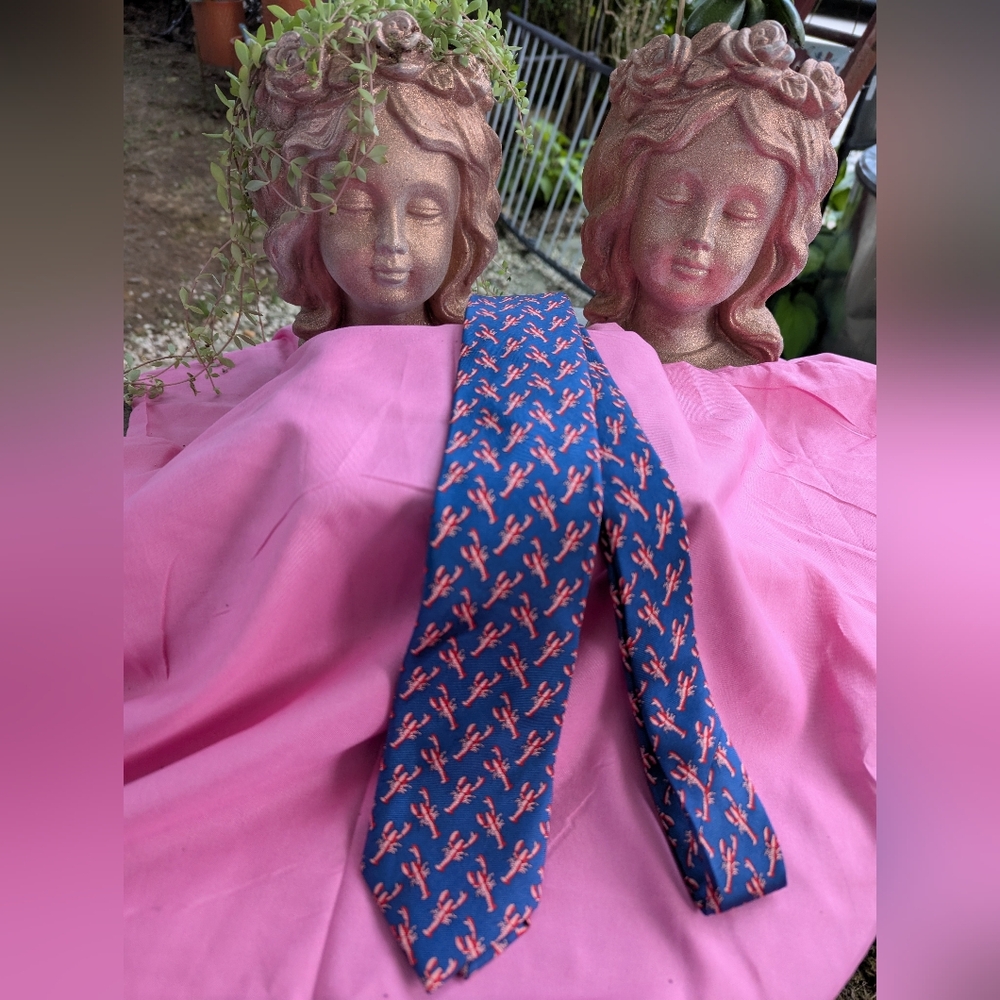 NWoT 👔 J. CREW 👔 100% SILK TIE 😎 Navy, Red, & Pink 🦞Lobster/Crawfish🦞